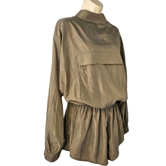 Akira Shorts Romper Mock Neck Long Slv Zip Close Lightweight Womens M Green - Picture 1 of 12